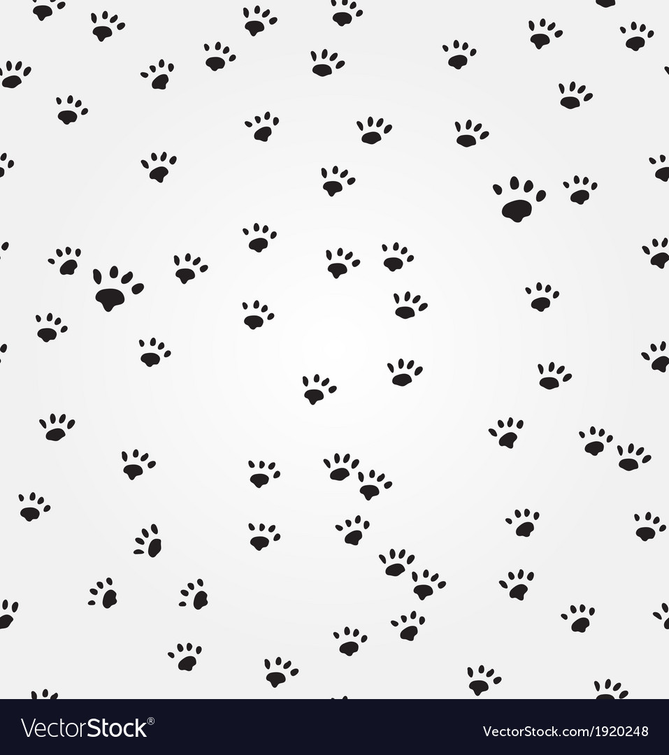 Cats Paw Print Seamless Pattern Traces Stock Vector (Royalty Free