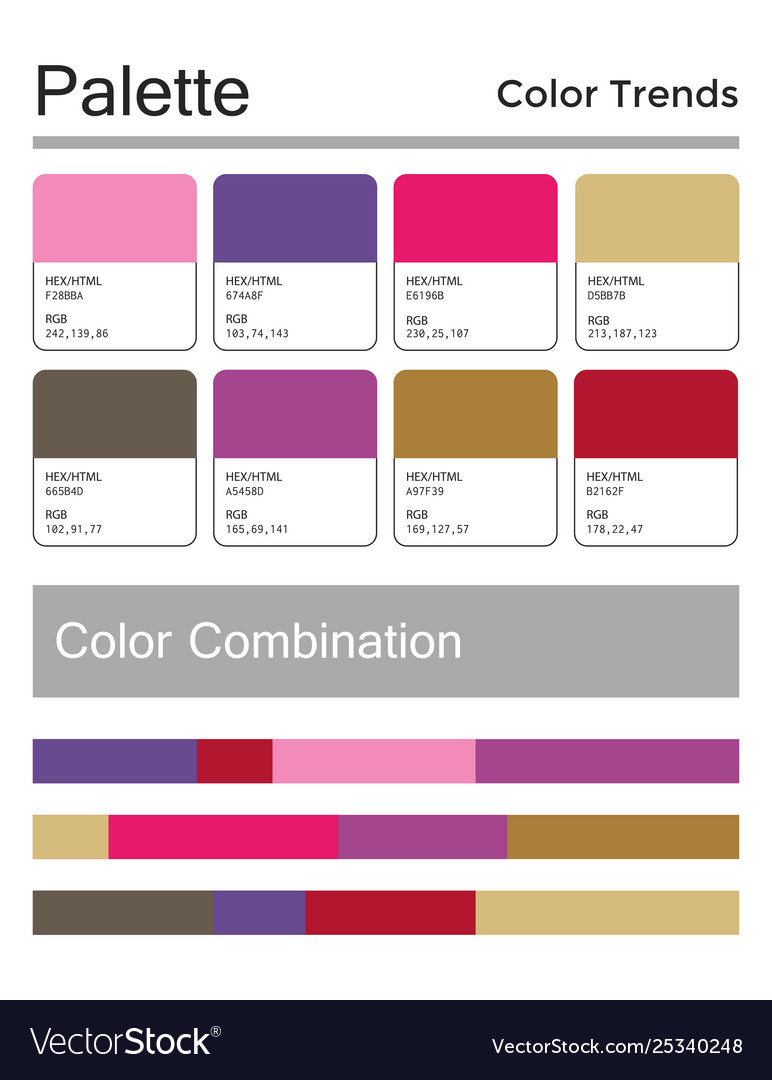 Color palette harmonious combination codes Vector Image