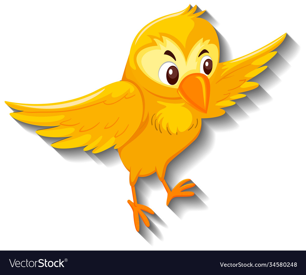 Cute yellow bird cartoon character Royalty Free Vector Image