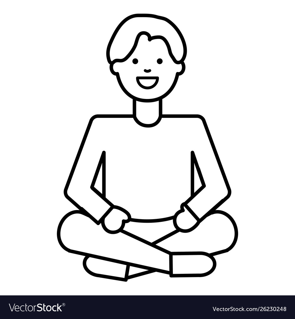 Happy young man with lotus position Royalty Free Vector