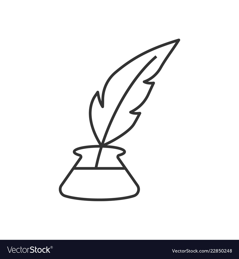 Inkwell with feather pen Royalty Free Vector Image