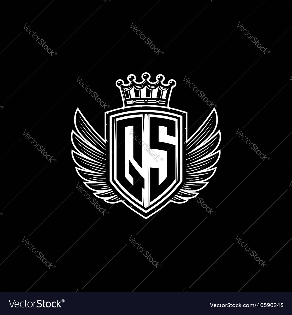 Qs logo monogram shield crown luxury design Vector Image