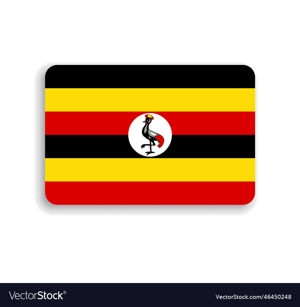 Rounded rectangle flag of uganda Royalty Free Vector Image