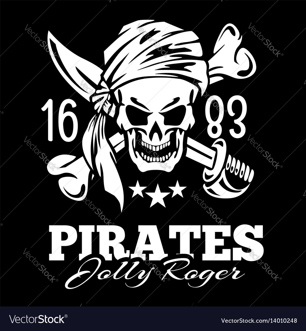vintage label pirates skull