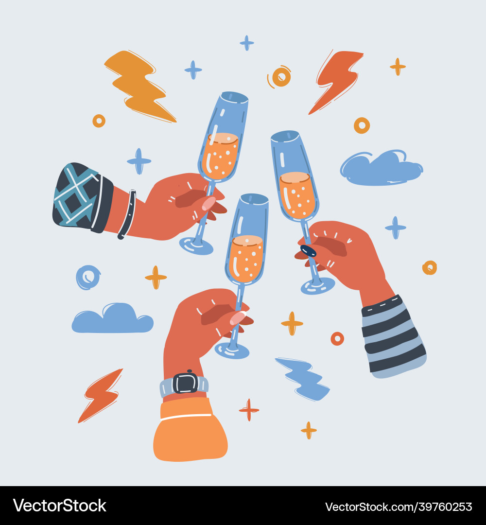 Hands with full glasses Royalty Free Vector Image