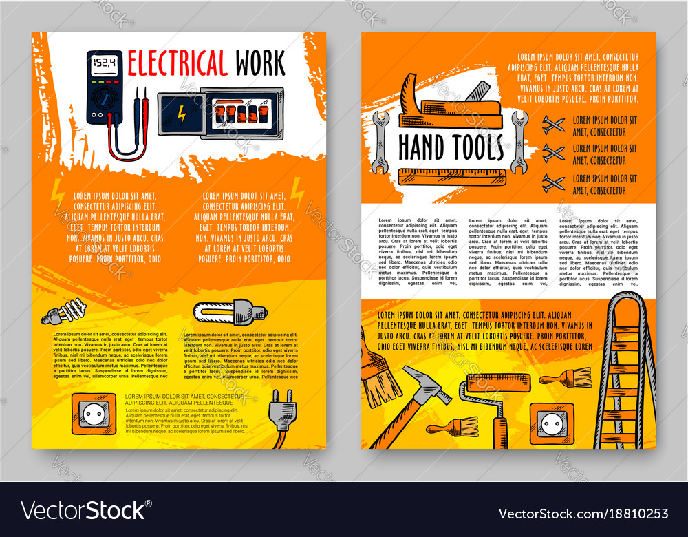 Home Repair Sketch Handy Work Tools Poster Vector Image