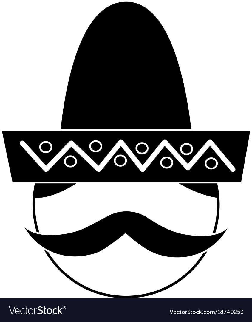 Mexican man face with hat and mustache portrait