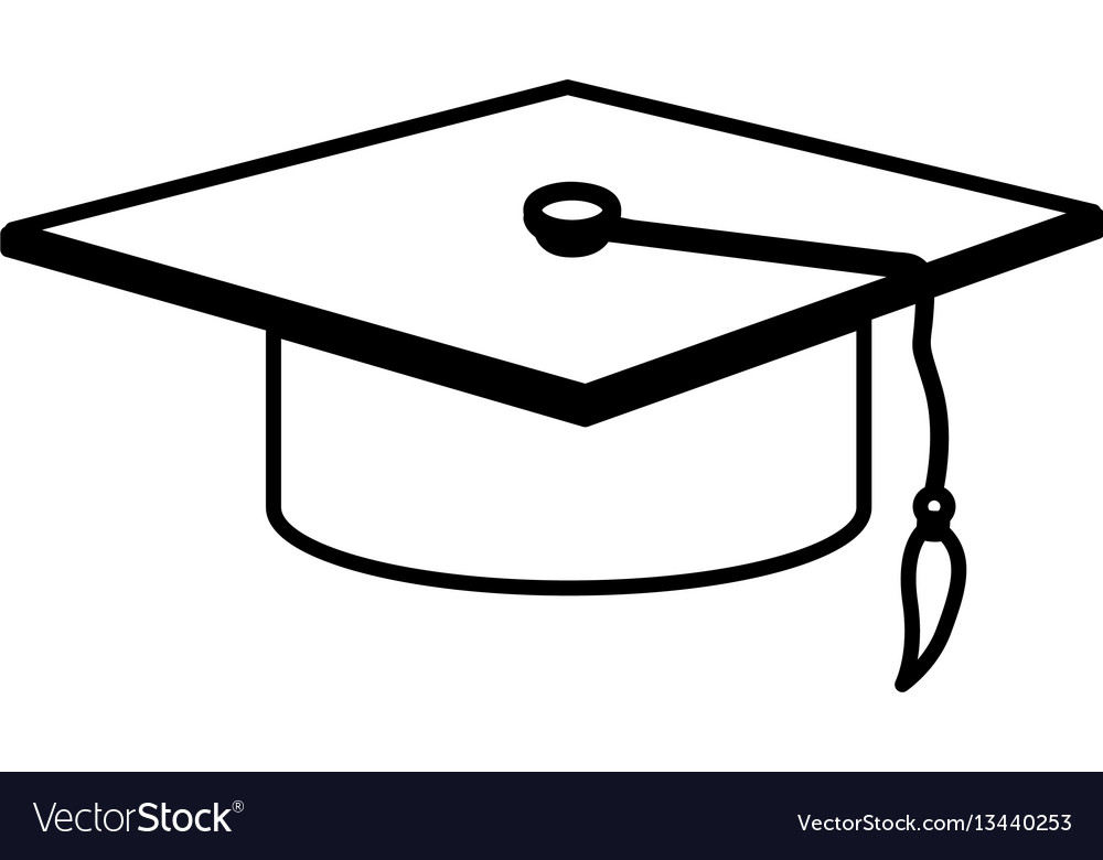 Monochrome contour with graduation hat Royalty Free Vector