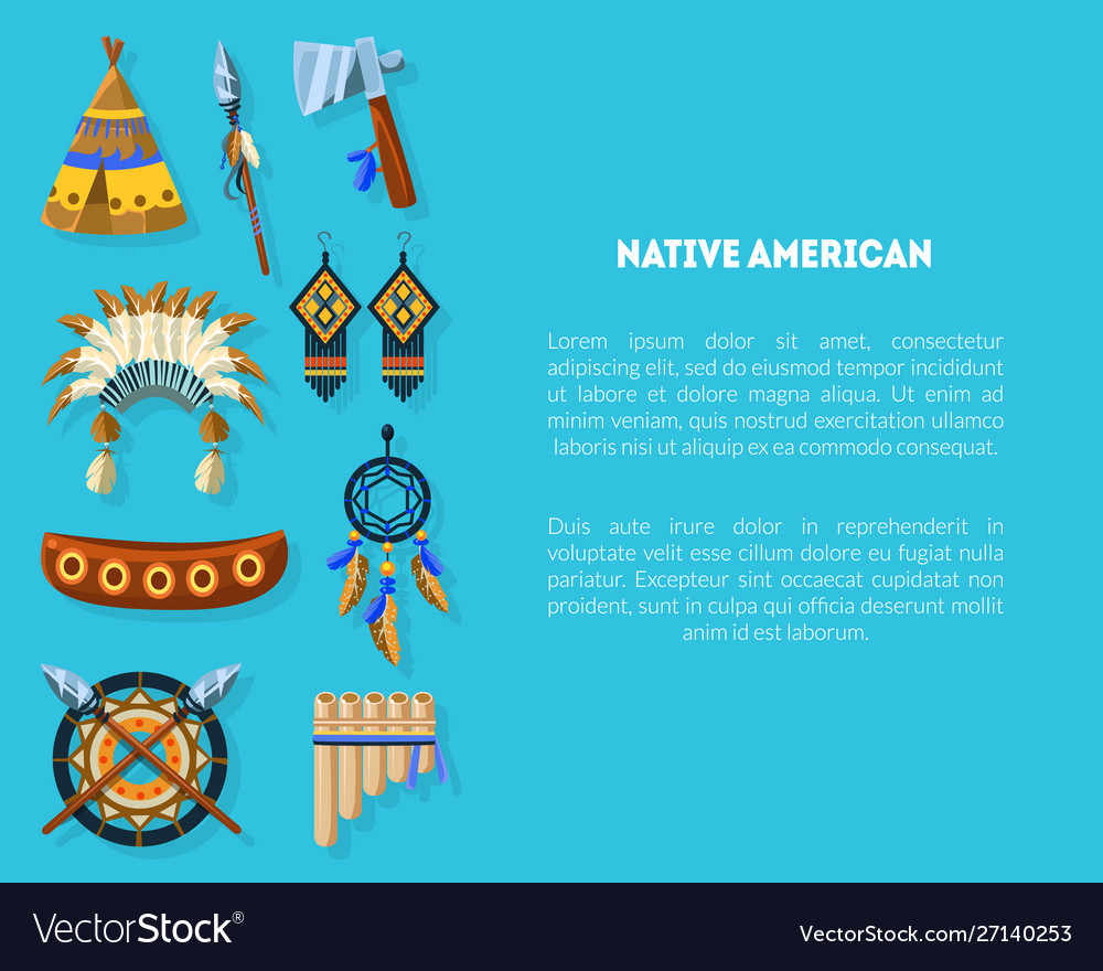 Native american banner template with ethnic indian