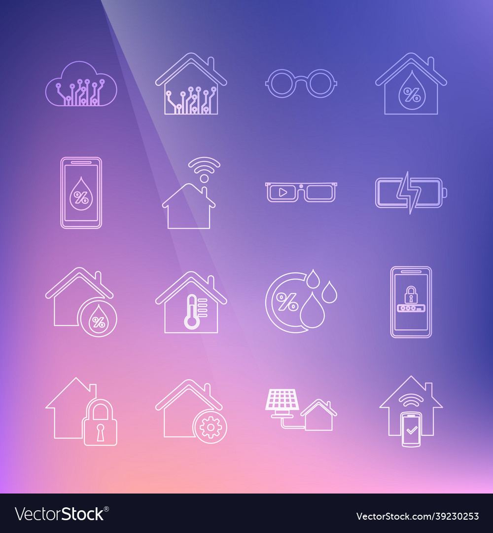 Set line smart home remote control system mobile Vector Image