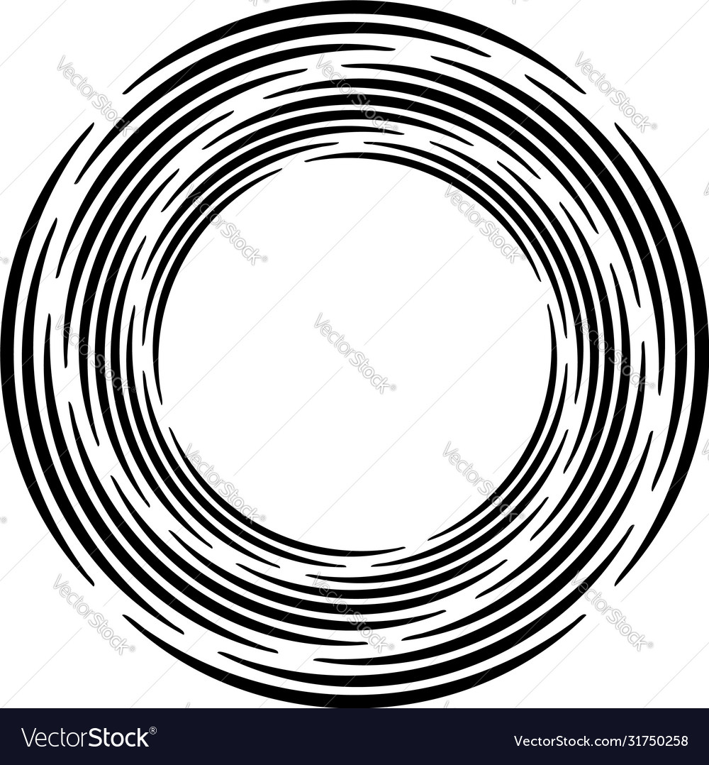 Black curvy stripes in circle form Royalty Free Vector Image