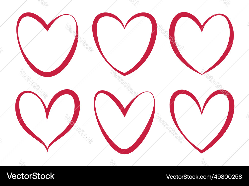 Collection Of Hand Drawn Hearts Royalty Free Vector Image