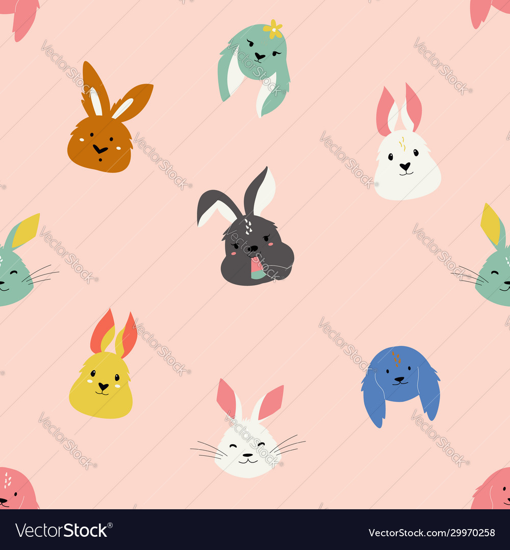 Easter seamless pattern with cute smiling rabbits vector image Easter seamless pattern with cute smiling rabbits
