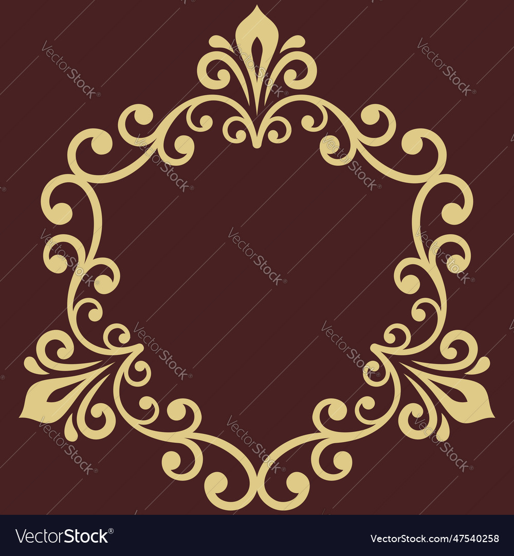 Floral abstract round frame with arabesques Vector Image