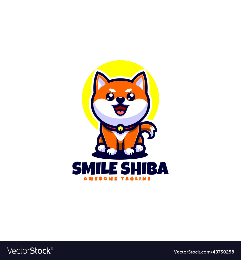 Logo smile shiba mascot cartoon style Royalty Free Vector