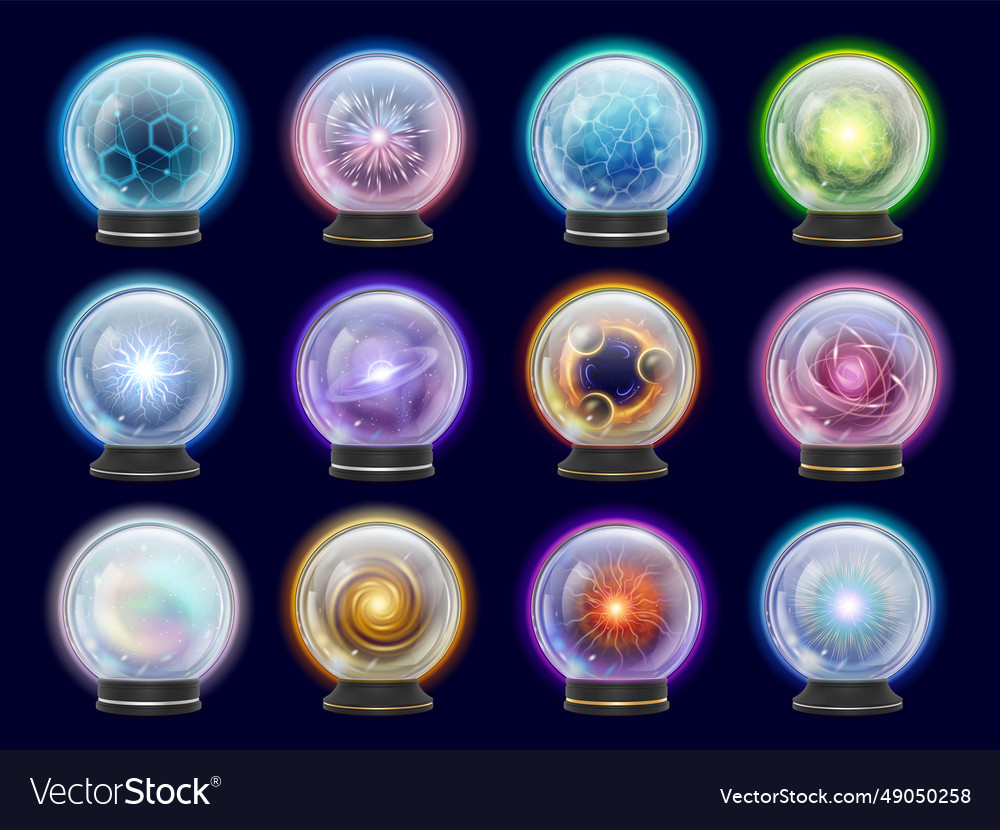 Magic crystal balls kit energy spheres mystery Vector Image