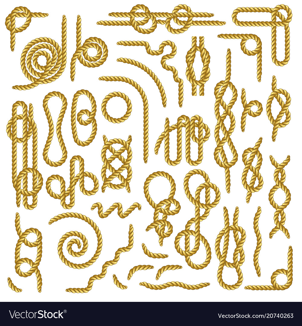 Big Set Of Nautical Rope Knots Decorative Vintage Vector Image
