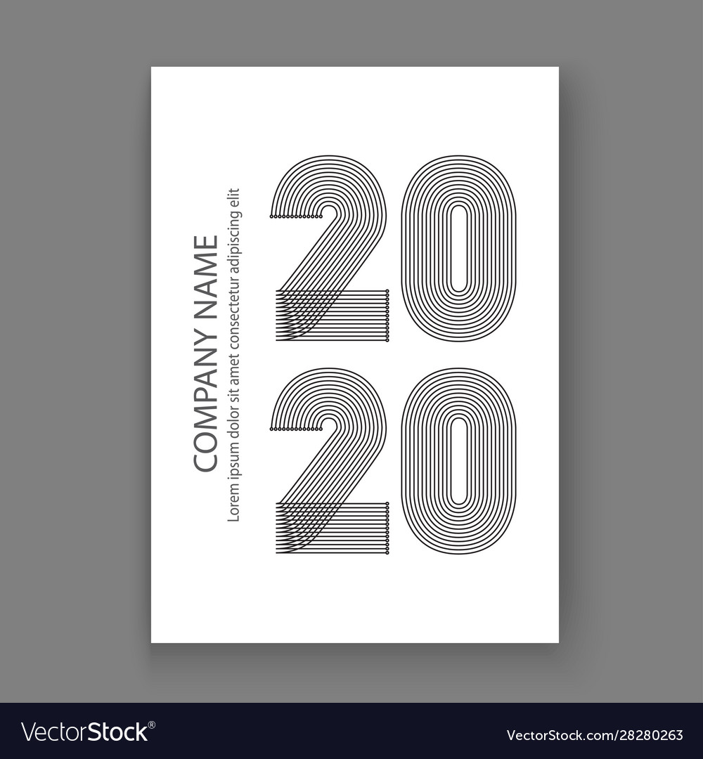Cover annual report numbers 2020 in thin lines vector image Cover annual report numbers 2020 in thin lines