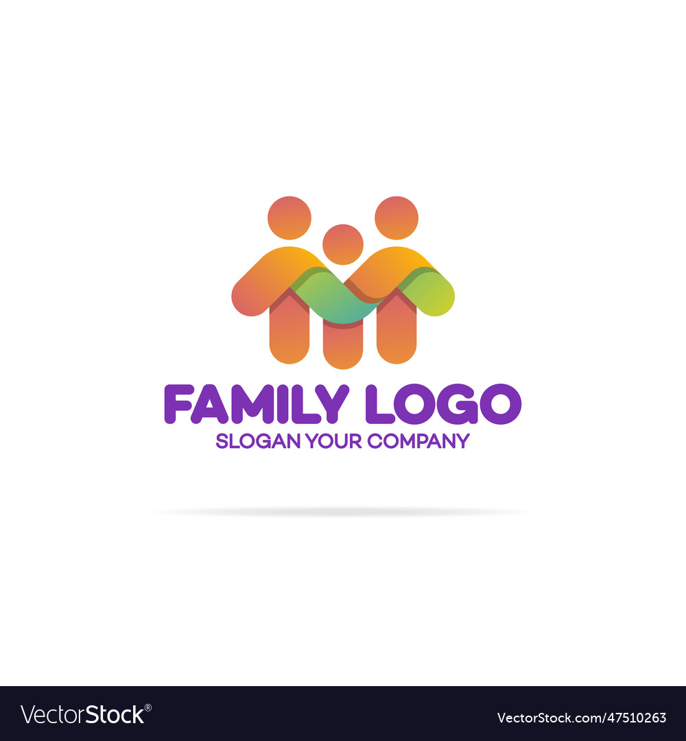 Family logo three person Royalty Free Vector Image