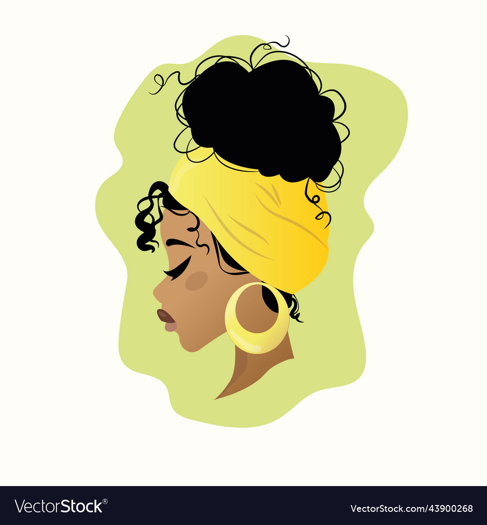 Beautiful swarthy girl in profile with a yellow Vector Image