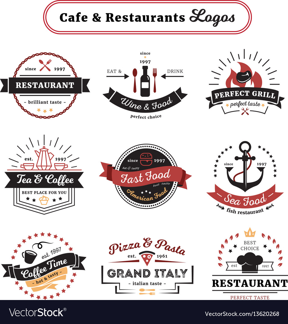 Cafe And Restaurant Logos Vintage Design Vector Image