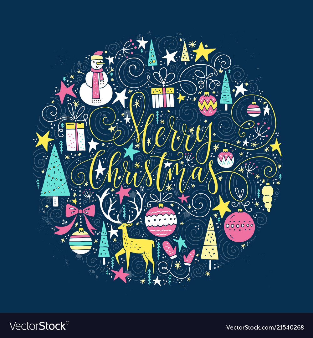 Christmas circle card Royalty Free Vector Image