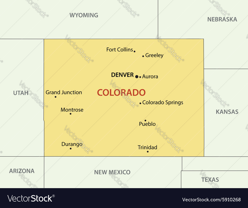 Colorado - map Royalty Free Vector Image - VectorStock