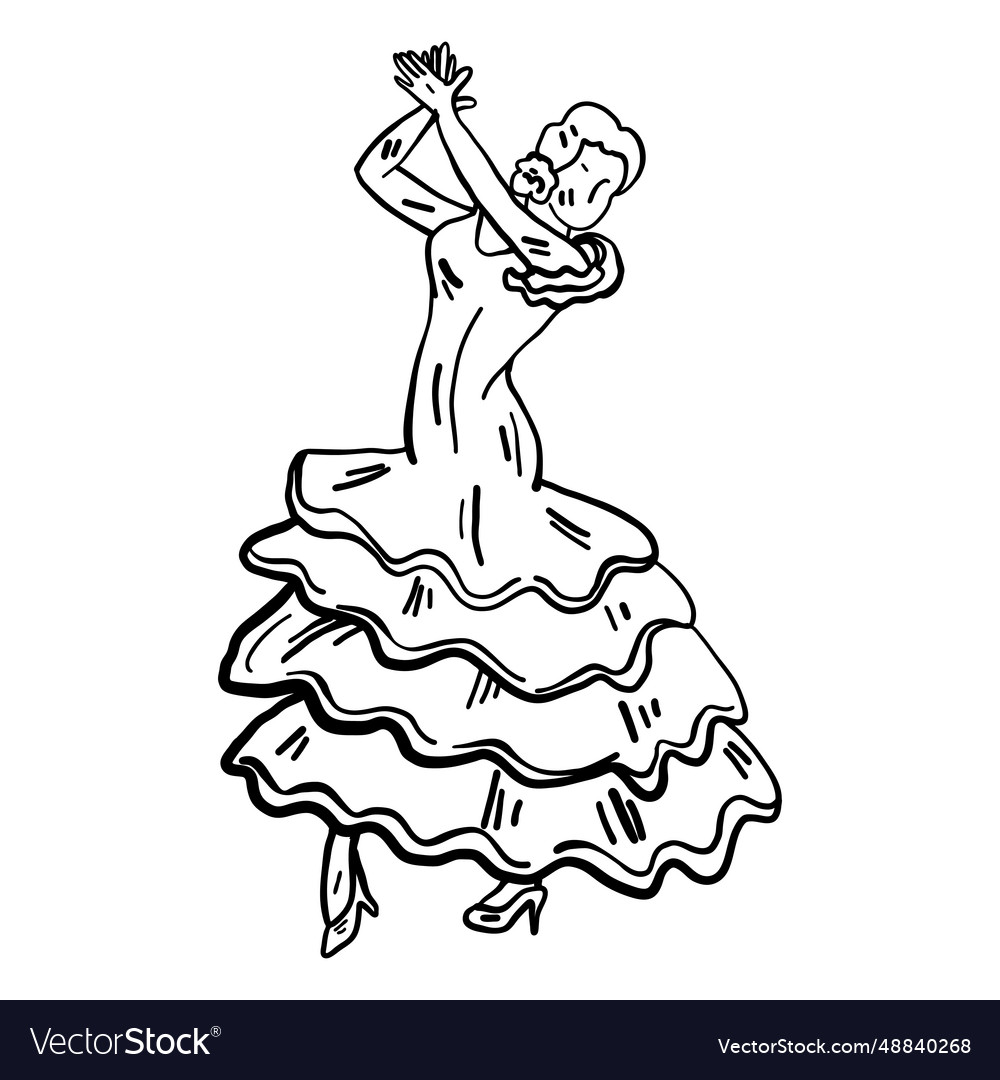 Flamenco dancer clapping hand drawn Royalty Free Vector