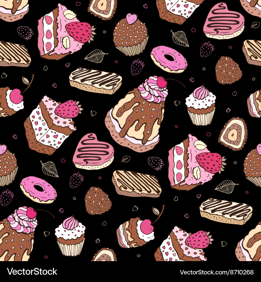 Seamless cupcake pattern Royalty Free Vector Image