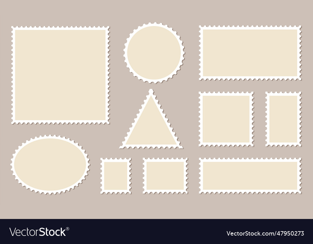 Blank postage stamps frames set - stock Royalty Free Vector