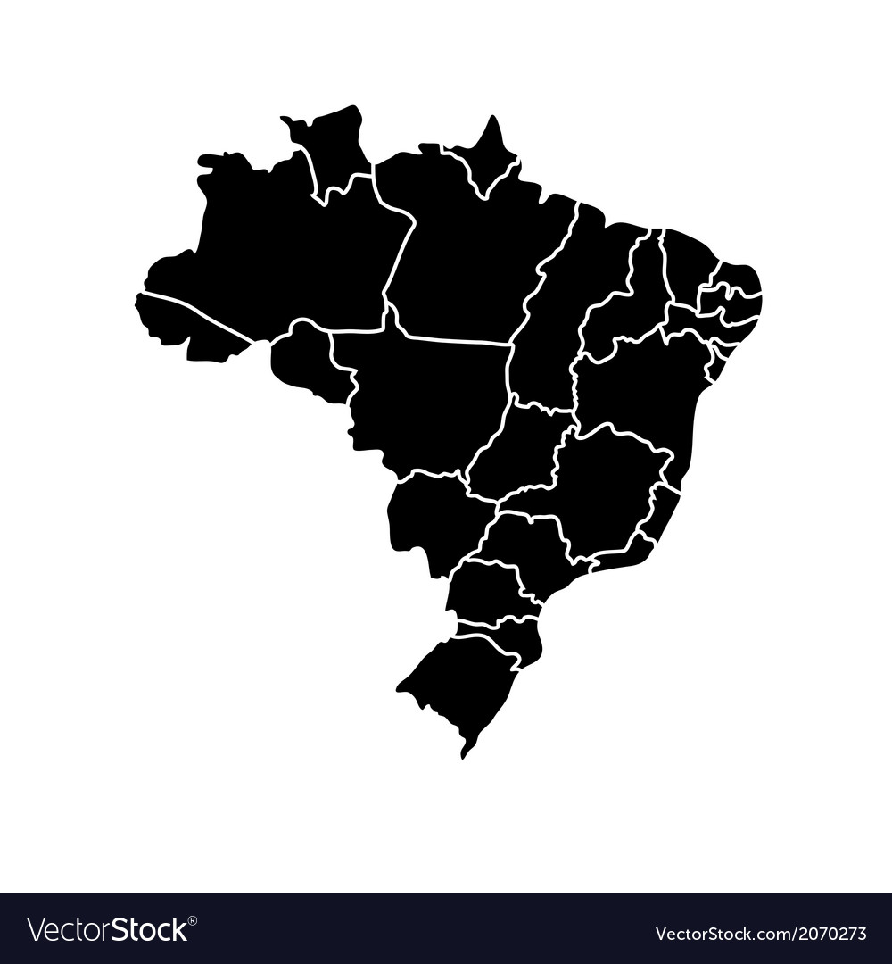 Flat simple brazil map Royalty Free Vector Image