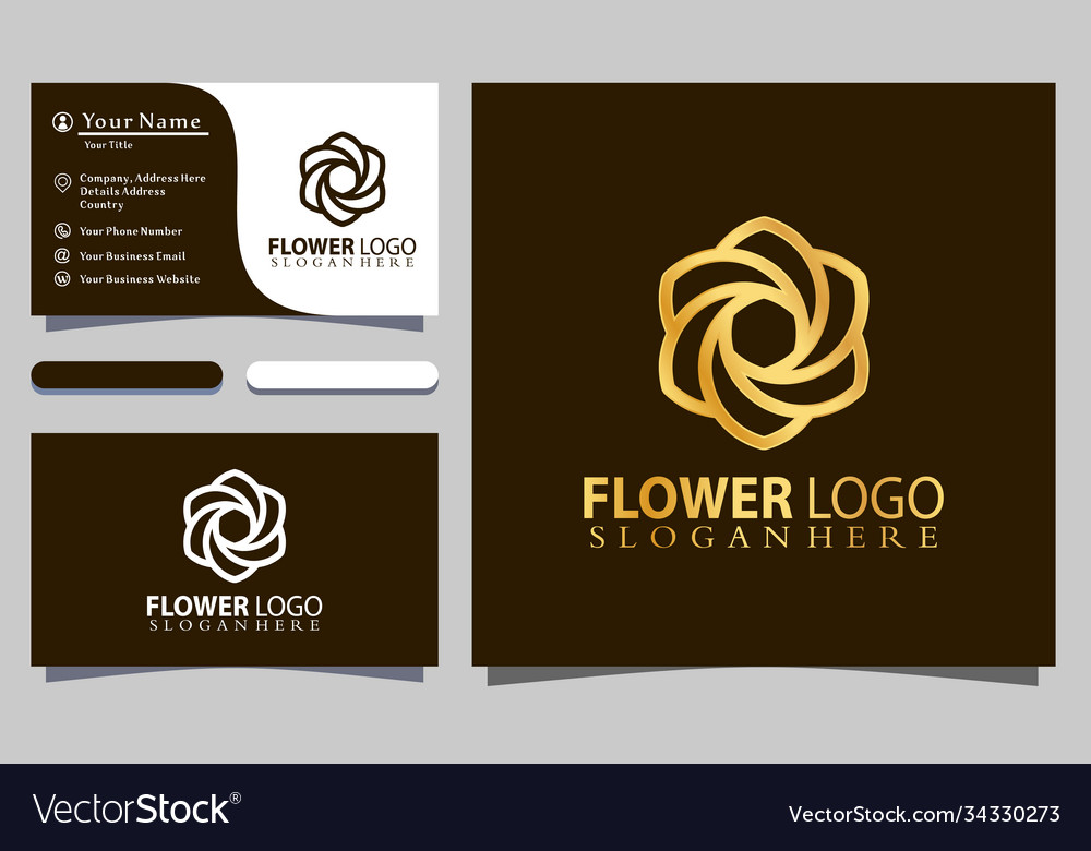Golden flower vintage logo designs Royalty Free Vector Image