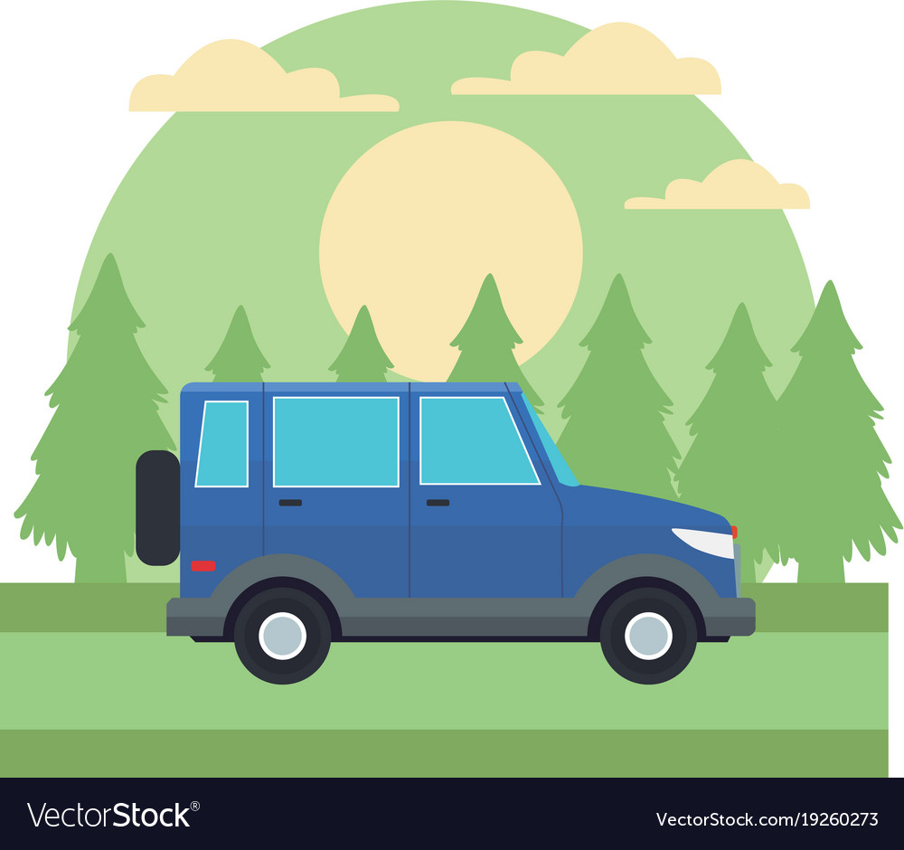 Off road sport truck in the forest Royalty Free Vector Image