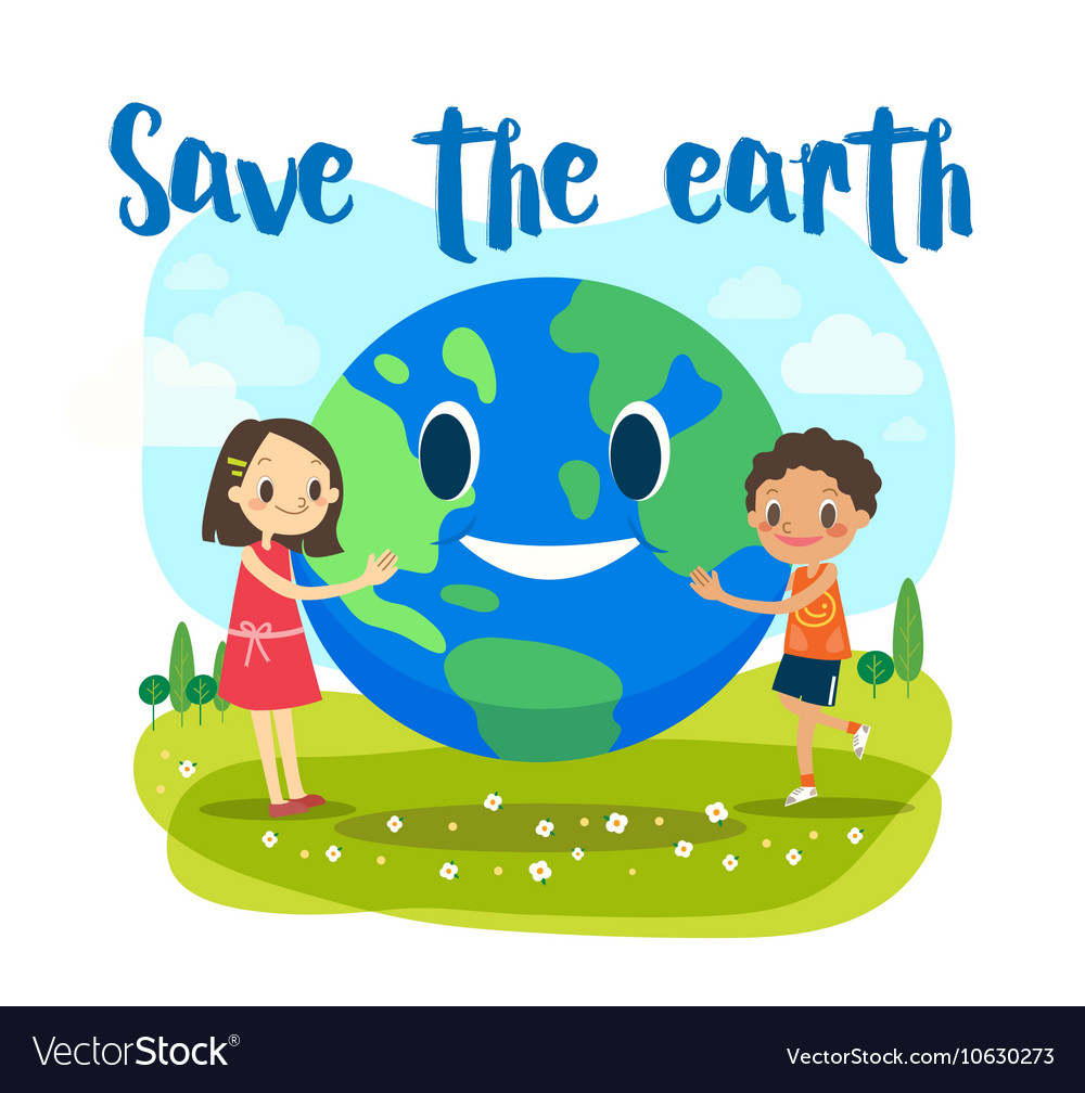 Save the earth ecology concept cartoon Royalty Free Vector