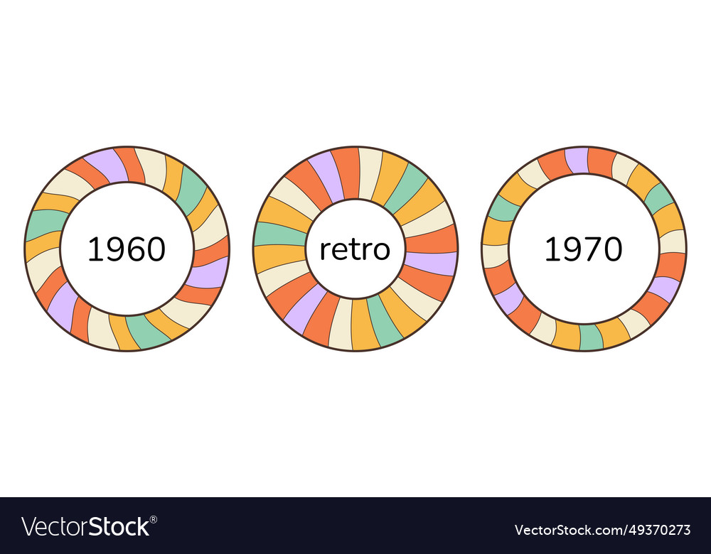 Swirl rainbow round frames for photo set retro Vector Image