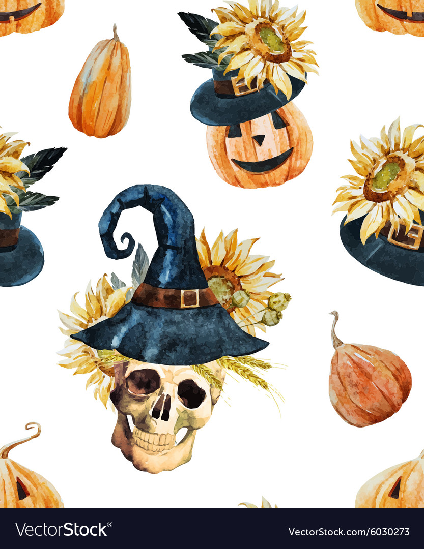 Watercolor halloween pattern