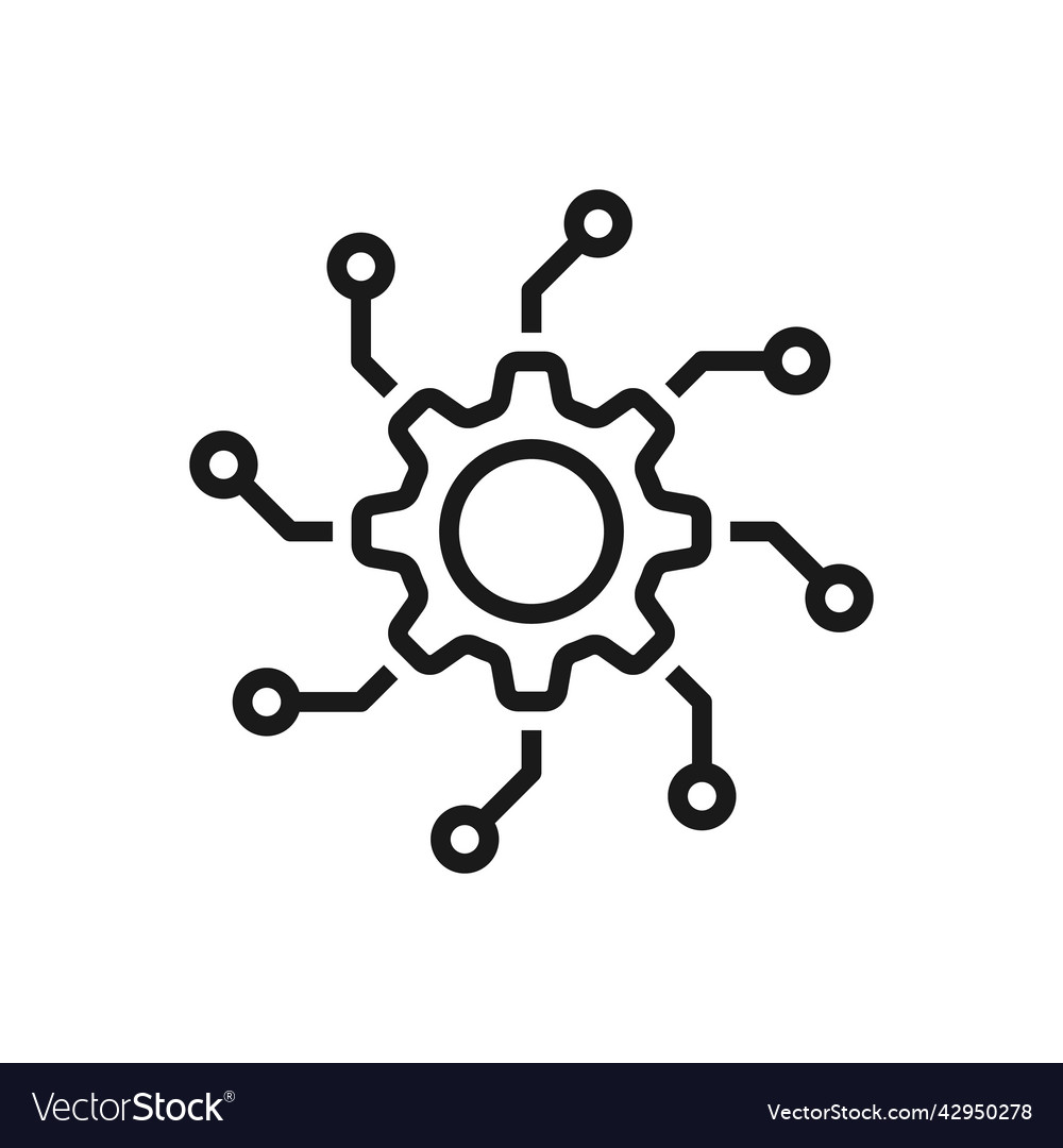 Automated system line icon data processing Vector Image