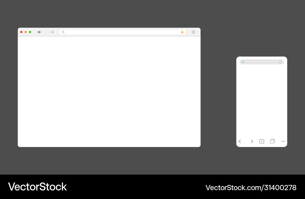 Browser window for computer and mobile mockup Vector Image