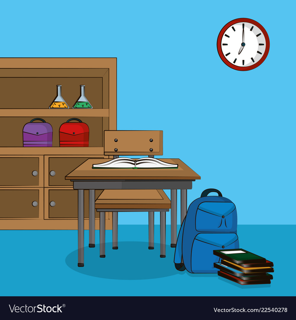 Classroom interior cartoon Royalty Free Vector Image Classroom interior cartoon Royalty Free Vector Image