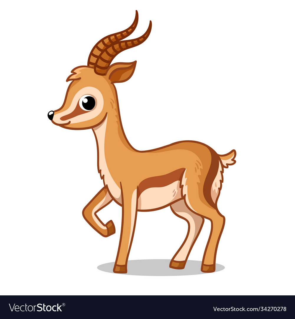 Cute antelope stands on a white background Vector Image
