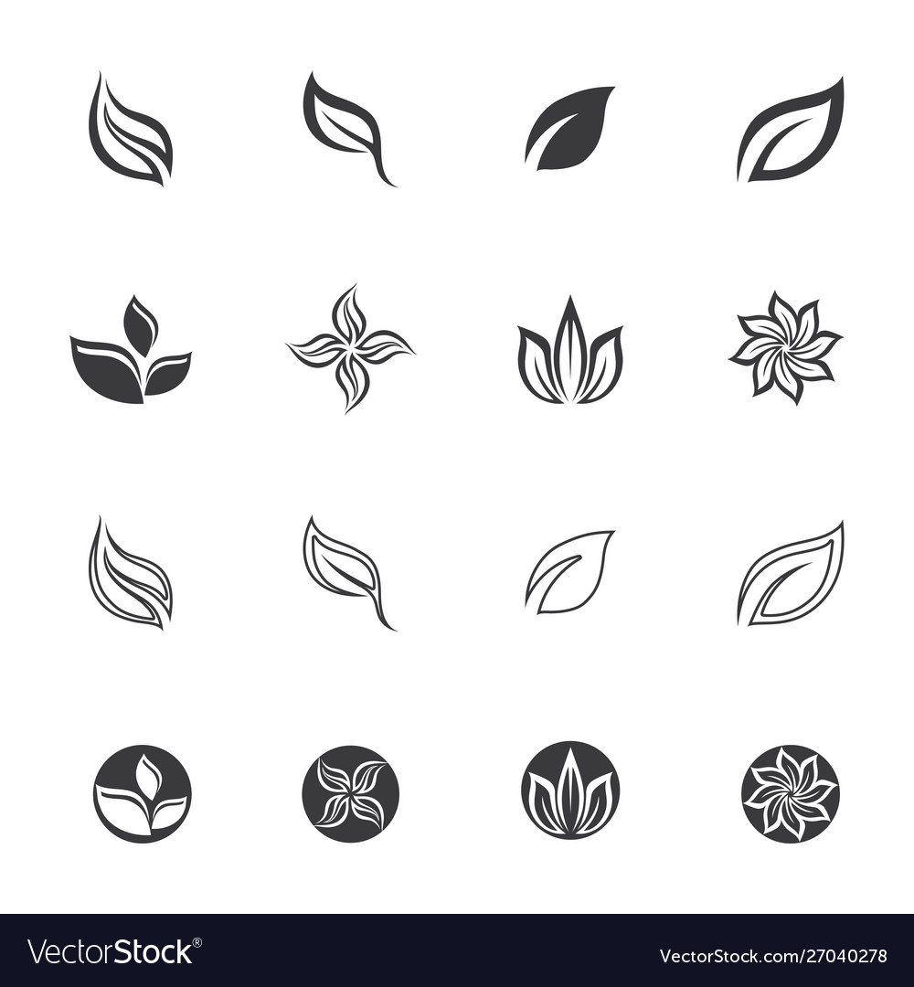 Green leaf ecology nature element icons Royalty Free Vector