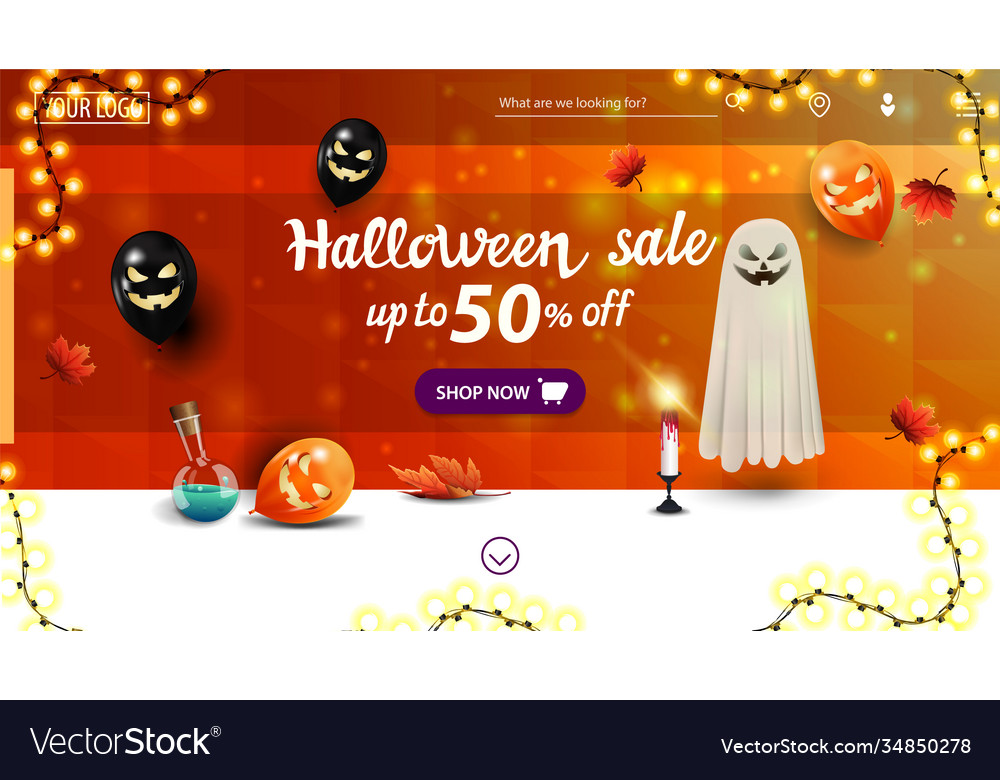 Halloween Sale Up To 50 Off Horizontal Discount Vector Image