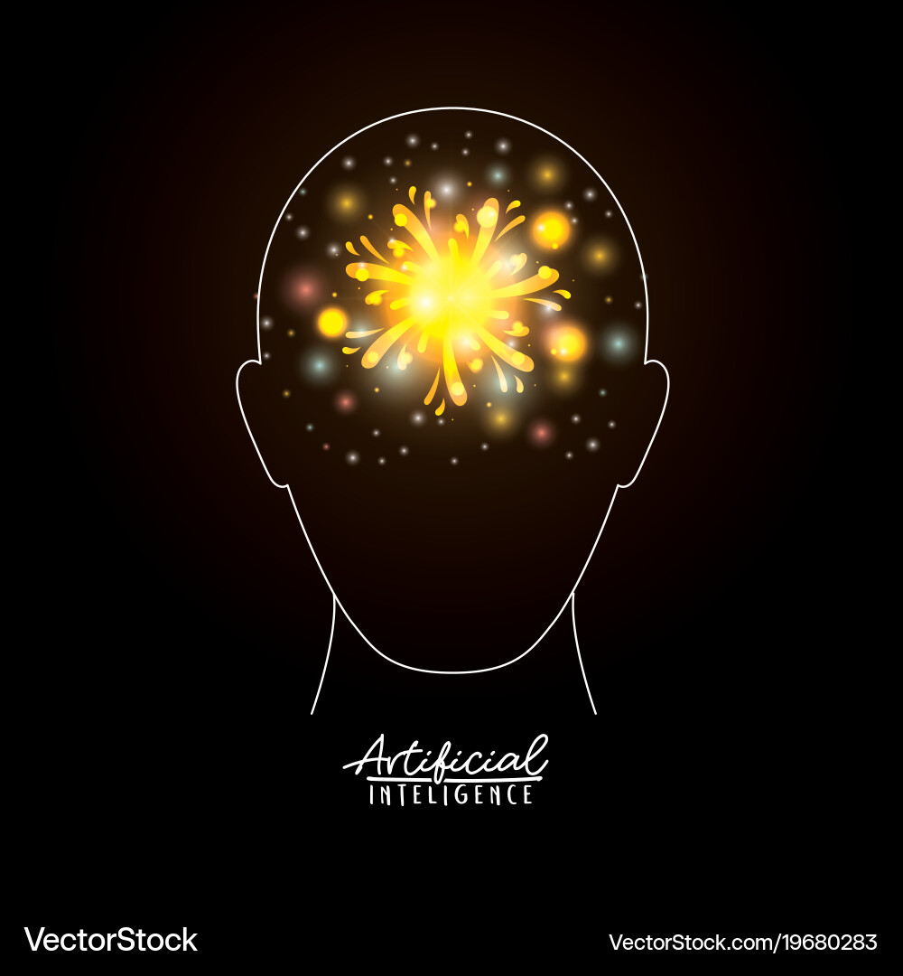 Artificial intelligence poster with human head Vector Image