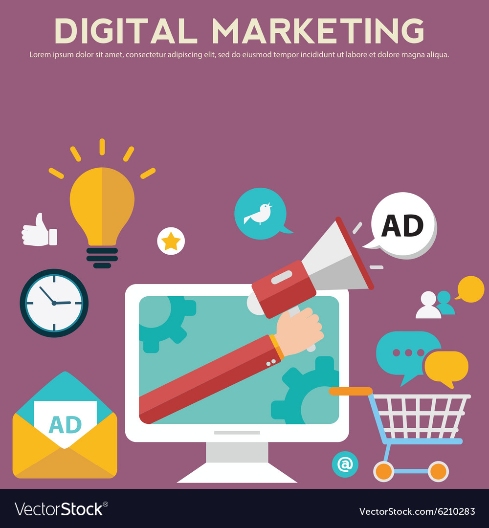 Concepts for digital marketing advertising social Vector Image