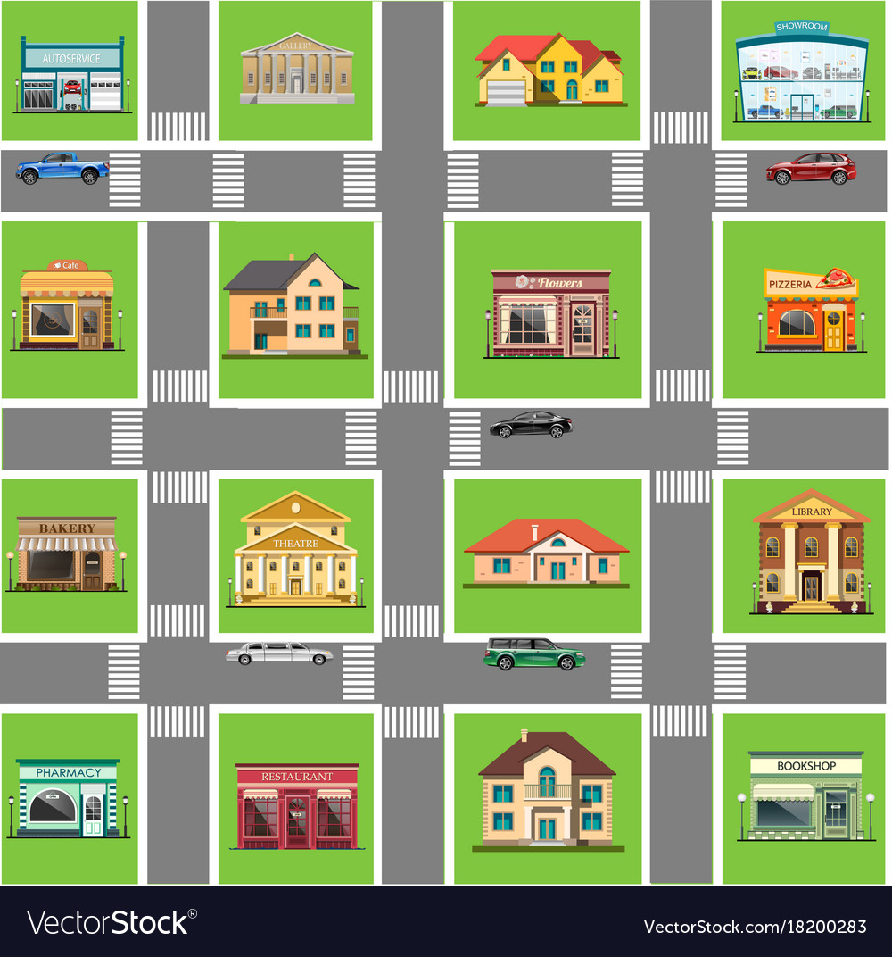 Different shops and homes set Royalty Free Vector Image