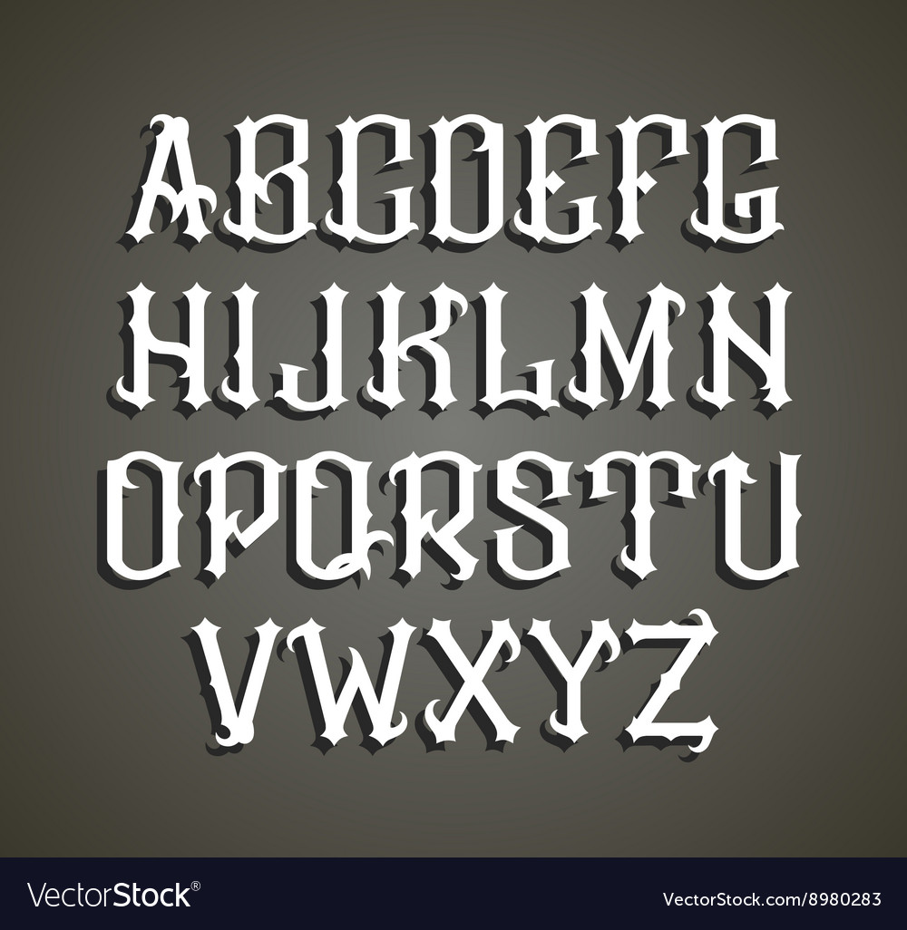 Gothic label font Cognac style Royalty Free Vector Image