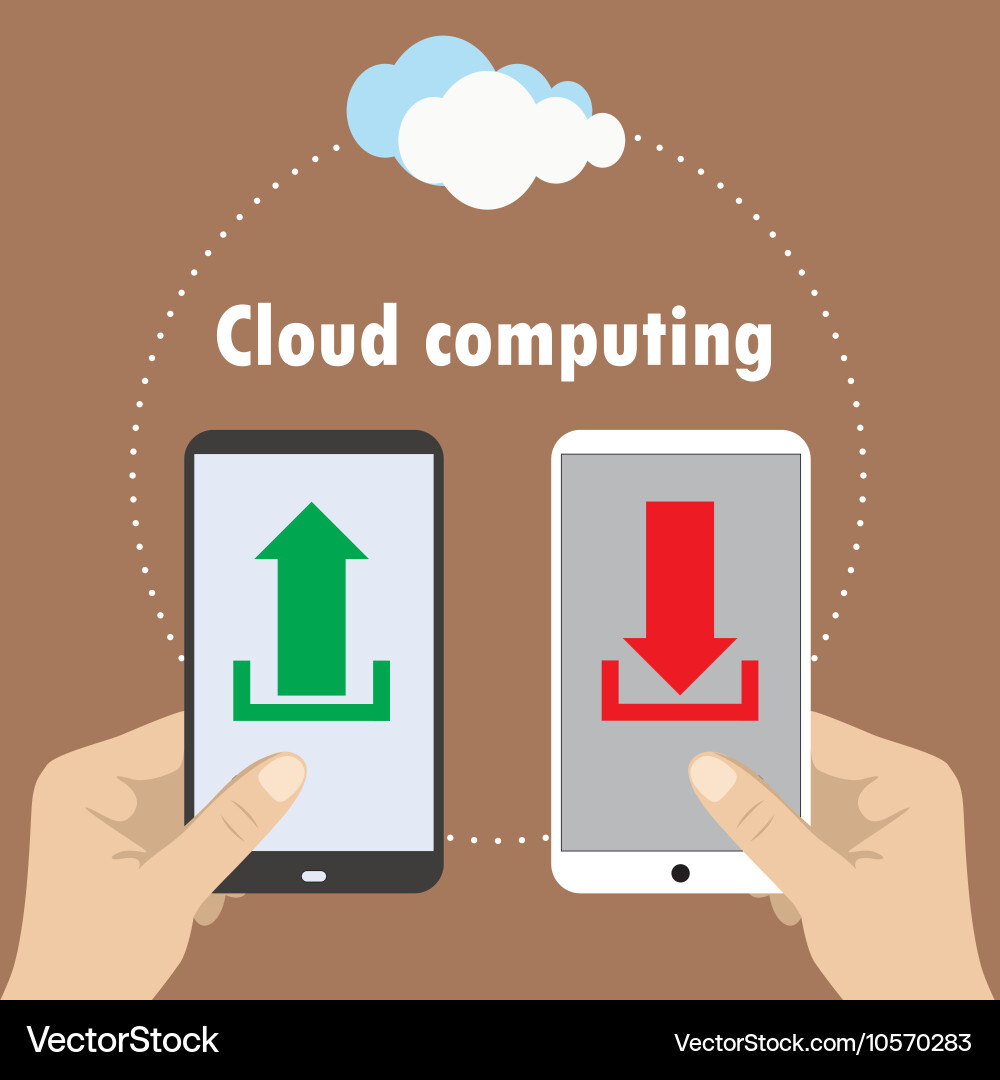 Hand holding smartphone cloud computing Royalty Free Vector