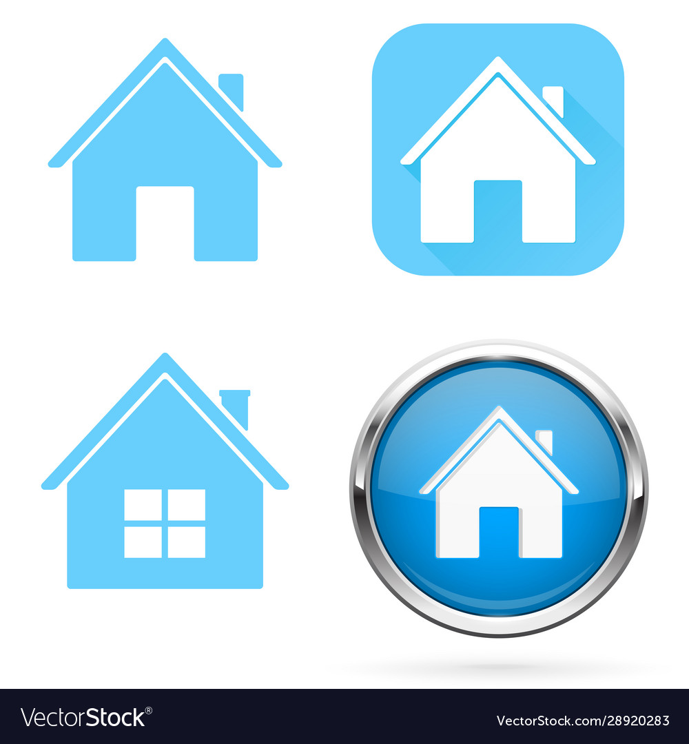 Home Icons Set Blue Signs And Buttons Royalty Free Vector