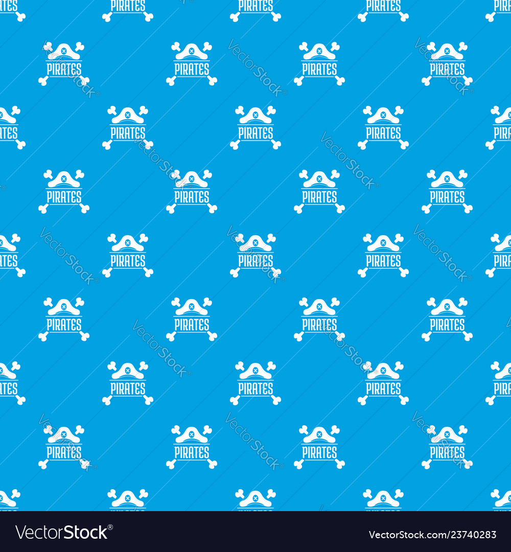 Pirate bone pattern seamless blue Royalty Free Vector Image