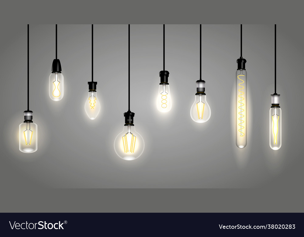 Realistic incandescent lamps or hang bulb wire Vector Image